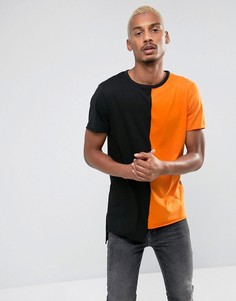 Футболка в стиле колор блок (черный/оранжевый) New Look - Оранжевый