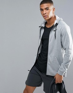 Худи серого цвета из флиса Nike Training Dri-FIT 860465-063 - Серый