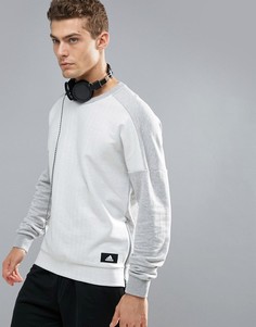Серый свитшот с круглым вырезом и молниями по бокам adidas Athletics BQ0708 - Серый