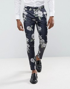 Супероблегающие брюки с мозаичным цветочным принтом ASOS - Черный