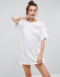 Футболка для сна с принтом Girls Can Do Anything ASOS - Мульти