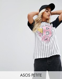 Полосатая футболка с принтом в университетском стиле ASOS PETITE - Мульти