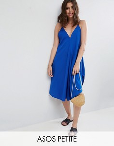 Пляжное платье на бретелях с асимметричным краем ASOS PETITE - Синий