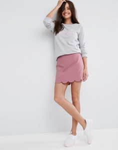 Мини юбка‑трапеция с фигурным краем ASOS Tailored - Розовый