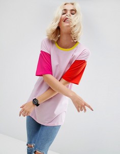 Oversize-футболка в стиле колор блок ASOS - Розовый