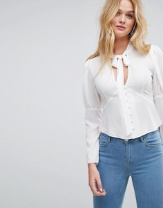 Блузка в стиле 40-х с завязкой ASOS - Белый