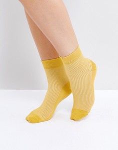 Однотонные носки в рубчик ASOS - Желтый