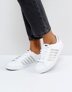 Белые кроссовки с серебристыми полосками Kswiss Blemont - Белый