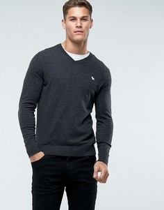 Темно-серый джемпер с V-образным вырезом и логотипом Abercrombie &amp; Fitch - Серый