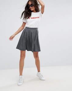 Расклешенная мини-юбка со складками ASOS - Серый