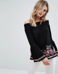 Топ с открытыми плечами и вышивкой Miss Selfridge - Мульти