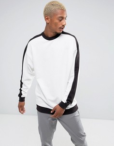 Длинный свободный лонгслив со вставками на рукавах ASOS - Белый