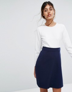 Платье с фактурной юбкой и завязкой на спине Closet London - Мульти
