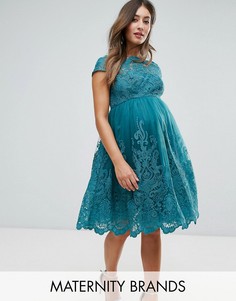 Асимметричное платье из премиум-кружева Chi Chi London Maternity - Зеленый