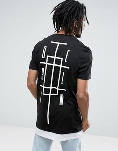 Длинная футболка с принтом ASOS - Черный