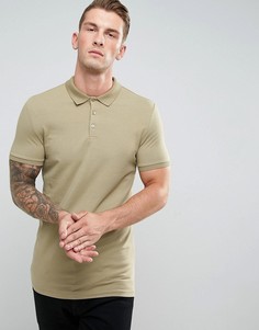 Трикотажное обтягивающее поло удлиненного кроя ASOS - Зеленый