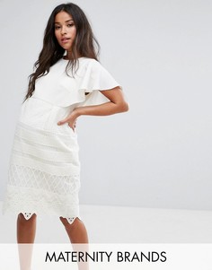 Платье-футляр 2 в 1 с кружевной юбкой Chi Chi London Maternity - Белый