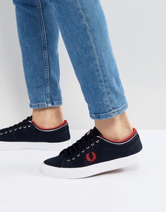Темно-синие парусиновые кеды с отделкой кантом Fred Perry - Темно-синий