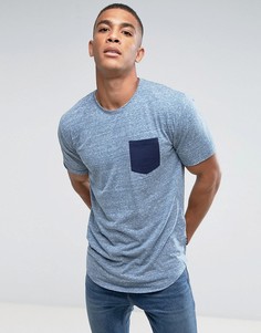 Удлиненная футболка с контрастным карманом Only &amp; Sons - Серый
