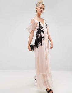 Платье макси с цветочной вышивкой ASOS PREMIUM - Розовый