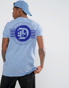 Длинная футболка с принтом на спине ASOS - Синий