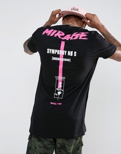 Супердлинная футболка с принтом Mirage на спине ASOS - Черный