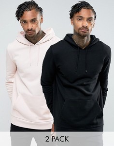 Комплект из 2 длинных худи (розовый/черный) ASOS - СКИДКА - Мульти