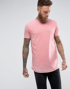 Розовая длинная футболка с асимметричным краем ASOS - Розовый