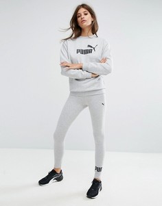 Серые леггинсы с логотипом Puma Essentials - Серый