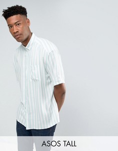 Голубая оверсайз-рубашка из вискозы в полоску ASOS TALL - Синий