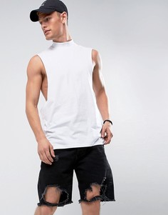 Белая майка-борцовка с высоким воротом ASOS - Белый