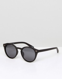 Черные матовые круглые солнцезащитные очки с поляризованными стеклами ASOS - Черный