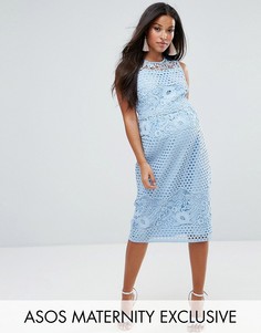 Кружевное премиум-платье ASOS Maternity - Синий