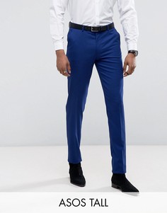 Ярко-голубые брюки скинни под смокинг ASOS TALL - Синий