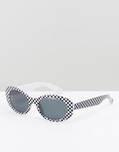 Солнцезащитные очки в овальной оправе с дизайном шахматная доска ASOS - Черный