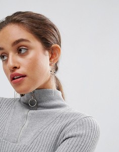 Серьги с незамкнутыми кольцами в минималистском стиле ASOS - Серебряный