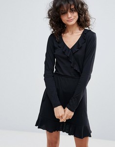 Платье с запахом и оборками Vero Moda - Черный