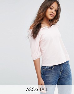 Топ с открытыми плечами и пышными рукавами ASOS TALL - Розовый