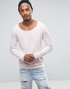 Xлопковый джемпер с овальным вырезом ASOS - Розовый