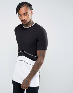 Черная длинная обтягивающая футболка в стиле ретро ASOS - Черный