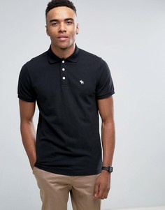 Черное эластичное поло из пике Abercrombie &amp; Fitch - Черный
