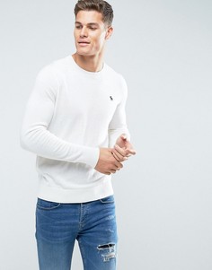 Кремовый джемпер с круглым вырезом и логотипом Abercrombie &amp; Fitch - Кремовый