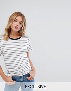 Футболка бойфренда в полоску Monki - Белый