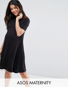 Свободное платье для беременных с короткими рукавами ASOS Maternity - Черный