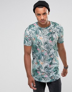 Удлиненная футболка с цветочным принтом Jack &amp; Jones Originals - Темно-синий