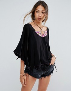 Блузка с вышивкой Free People Mayfair - Черный