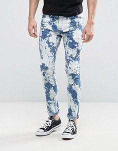 Синие суперузкие джинсы с выбеленными участками ASOS - Синий