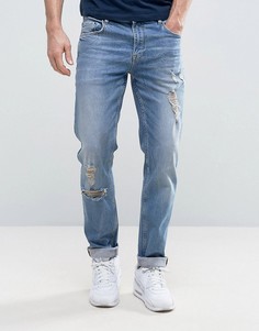 Рваные эластичные узкие джинсы ASOS - Синий