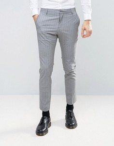 Узкие брюки в однотонную клетку Selected Homme - Серый
