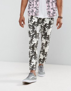Укороченные брюки скинни с пальмовым принтом ASOS - Светло-серый